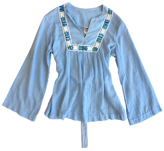 1970's Mister Marty Blue Long Sleeve Top