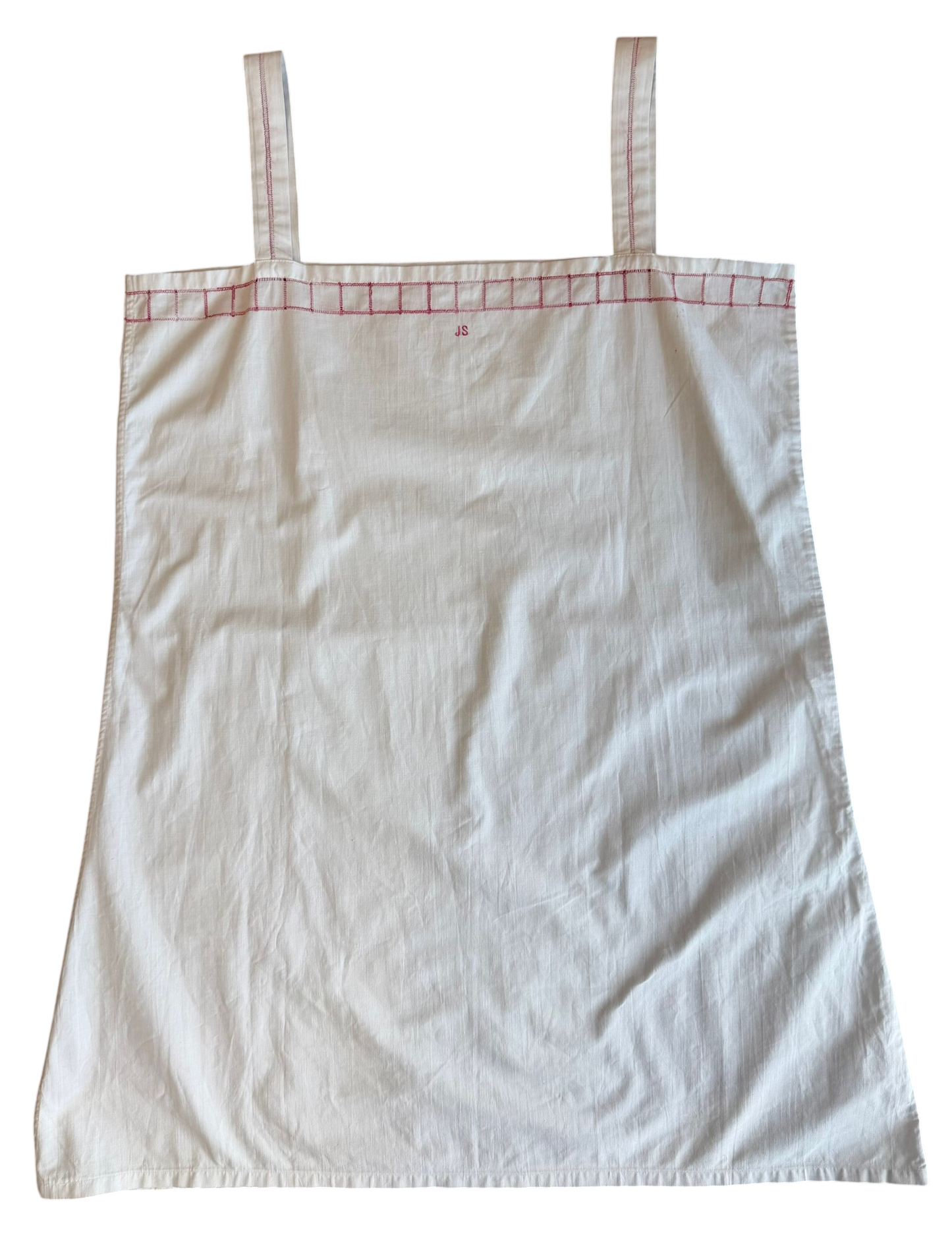 Antique White Slip Dress with Red Embroidery