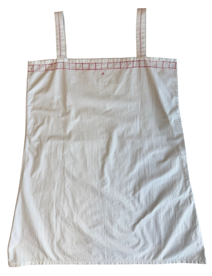 Antique White Slip Dress with Red Embroidery