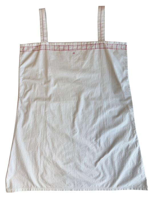 Antique White Slip Dress with Red Embroidery