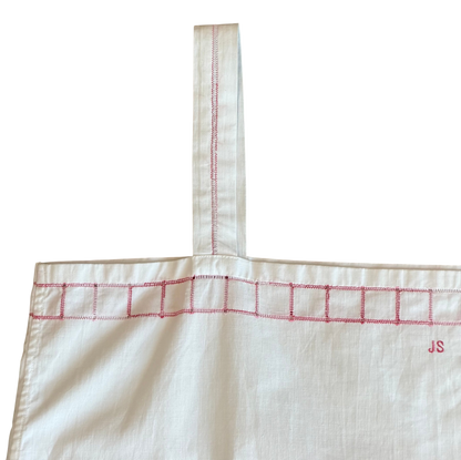 Antique White Slip Dress with Red Embroidery