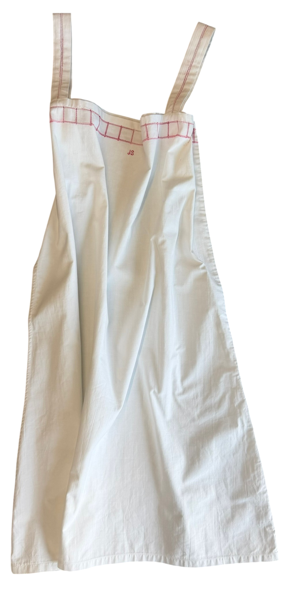 Antique White Slip Dress with Red Embroidery