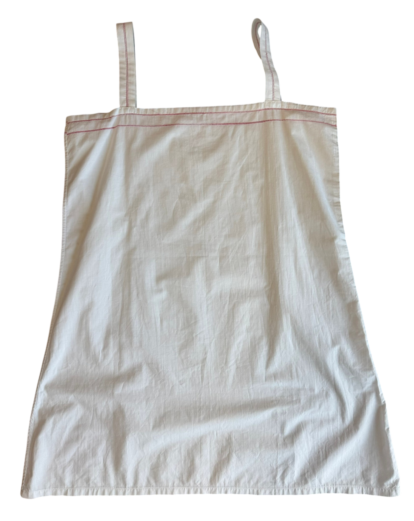 Antique White Slip Dress with Red Embroidery