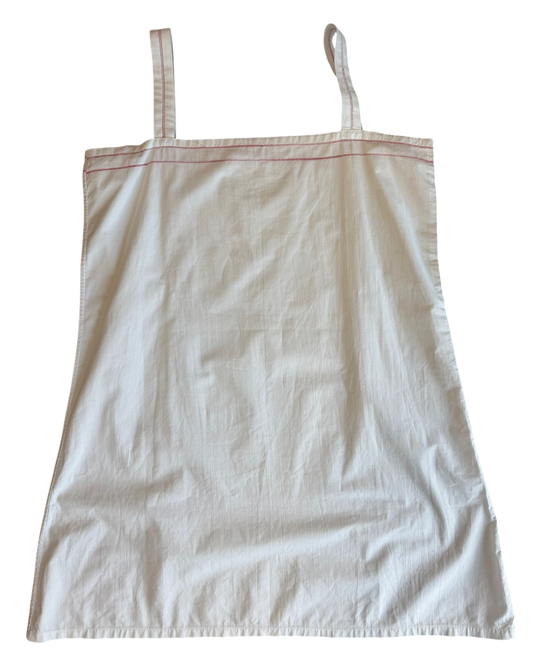 Antique White Slip Dress with Red Embroidery