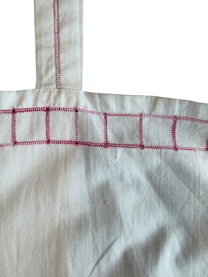Antique White Slip Dress with Red Embroidery
