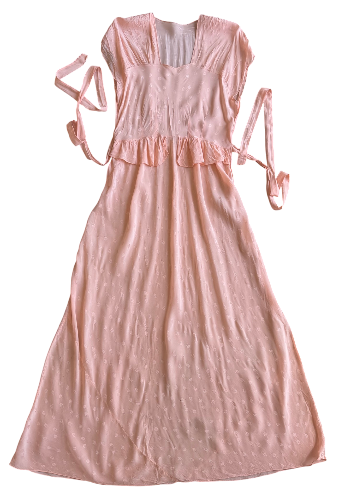 1930s Pink Swiss Dot Silk Dress