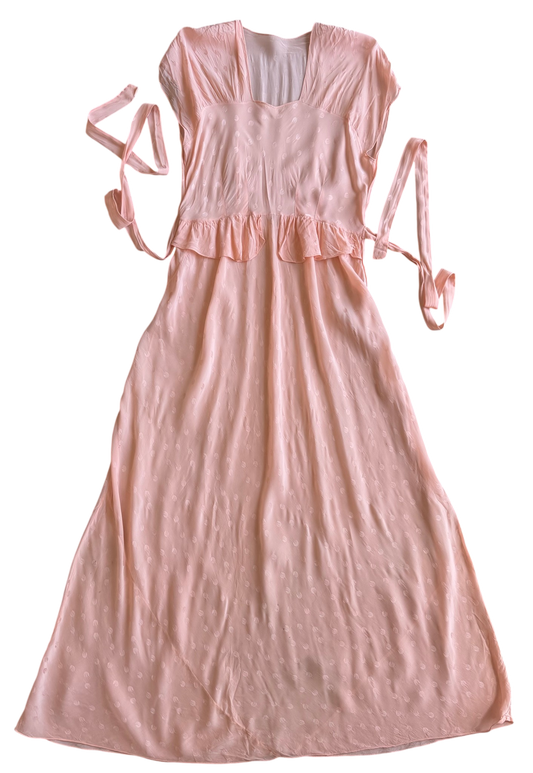 1930s Pink Swiss Dot Silk Dress