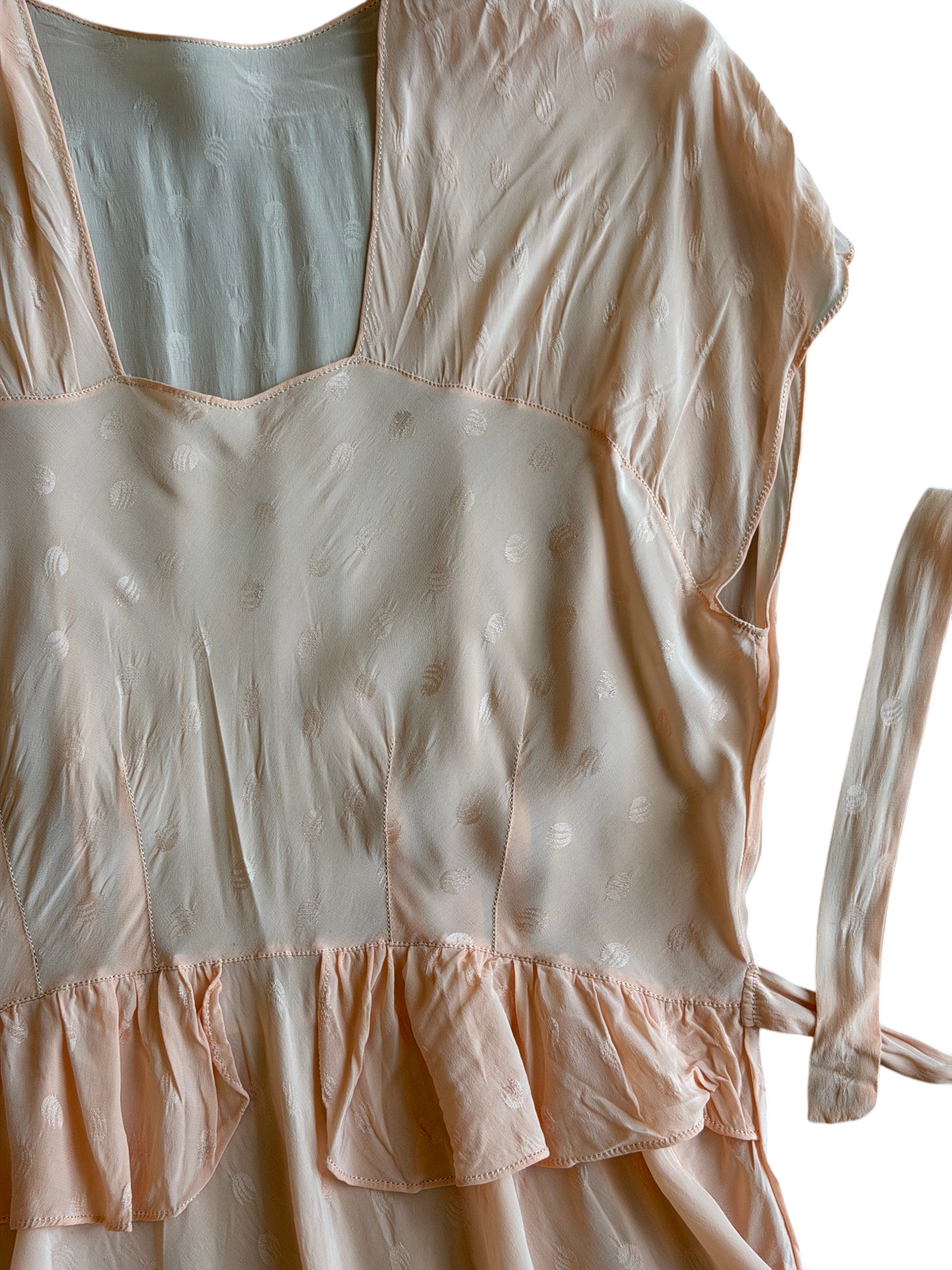 1930s Pink Swiss Dot Silk Dress
