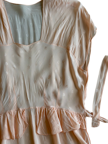 1930s Pink Swiss Dot Silk Dress