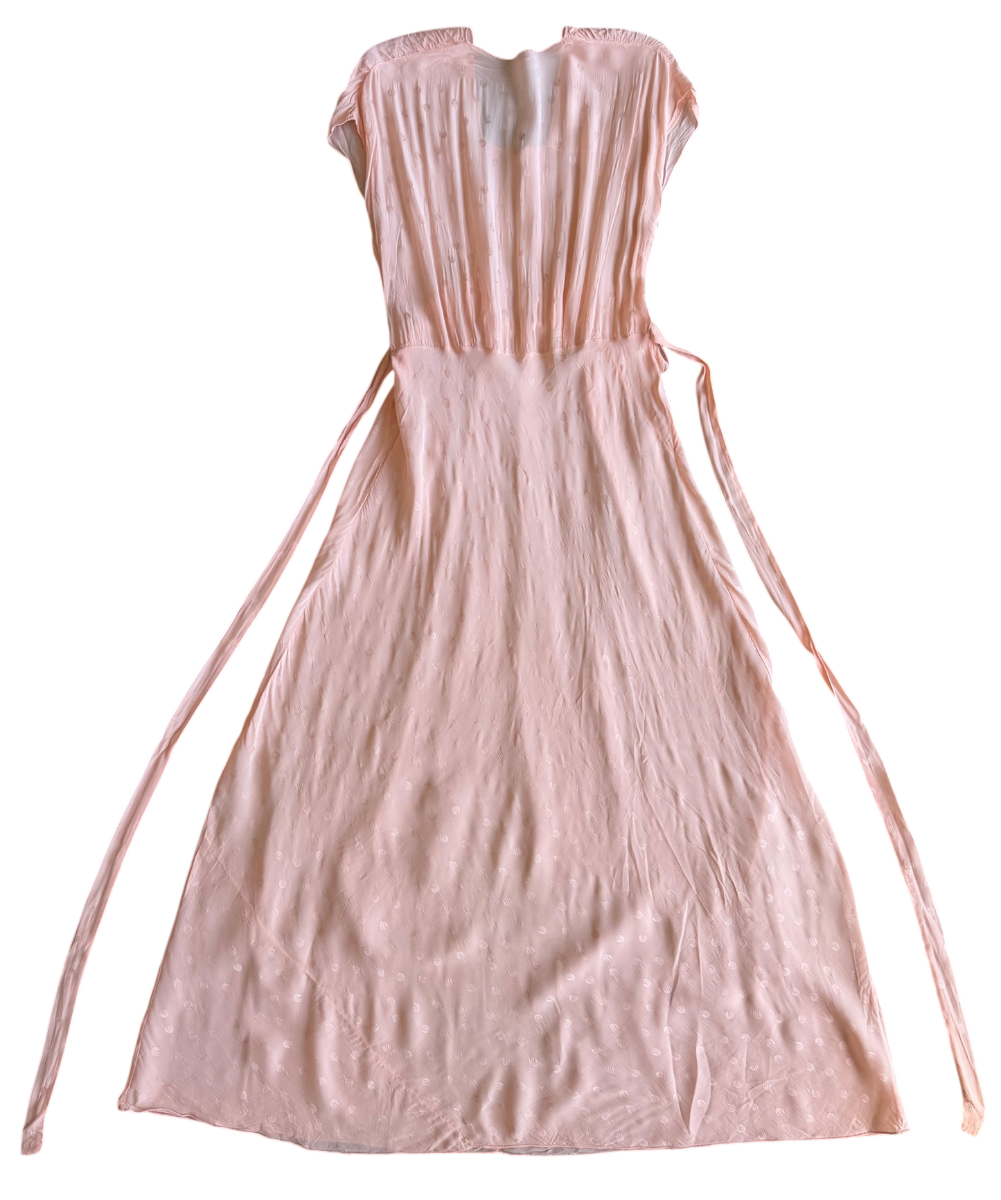 1930s Pink Swiss Dot Silk Dress