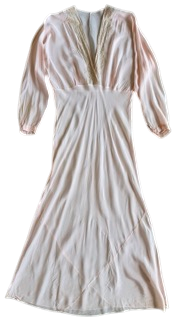 1930s Blush Silk Lace Evening Dress