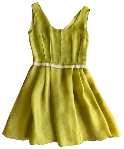 2000s Chartreuse Silk Party Dress by Dolce & Gabbana