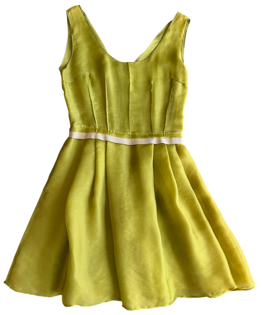 2000s Chartreuse Silk Party Dress by Dolce & Gabbana