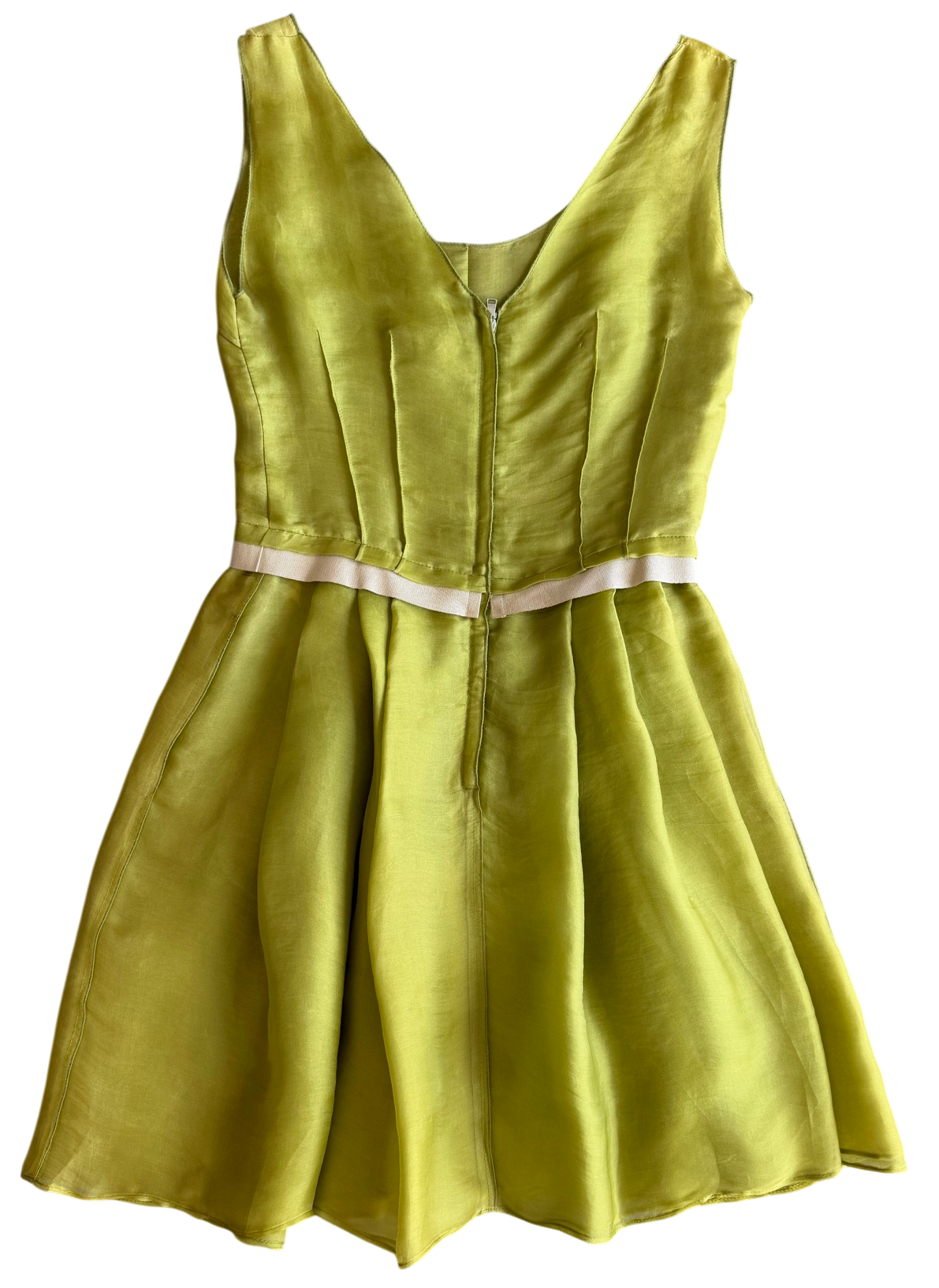 2000s Chartreuse Silk Party Dress by Dolce & Gabbana