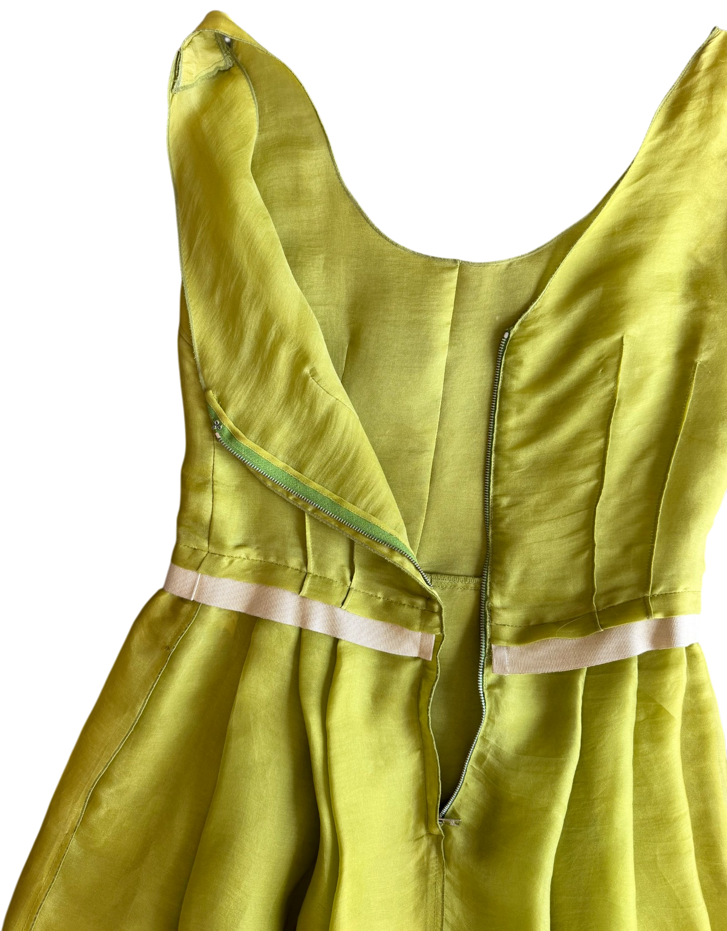 2000s Chartreuse Silk Party Dress by Dolce & Gabbana