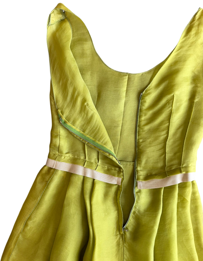 2000s Chartreuse Silk Party Dress by Dolce & Gabbana