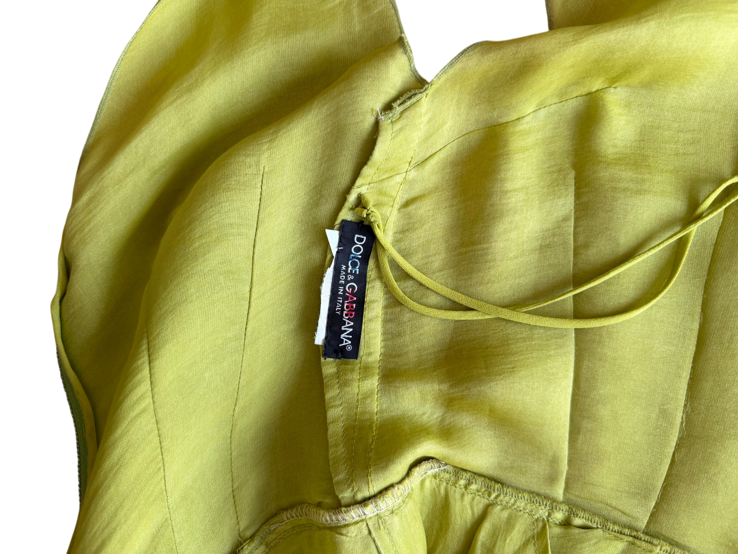 2000s Chartreuse Silk Party Dress by Dolce & Gabbana