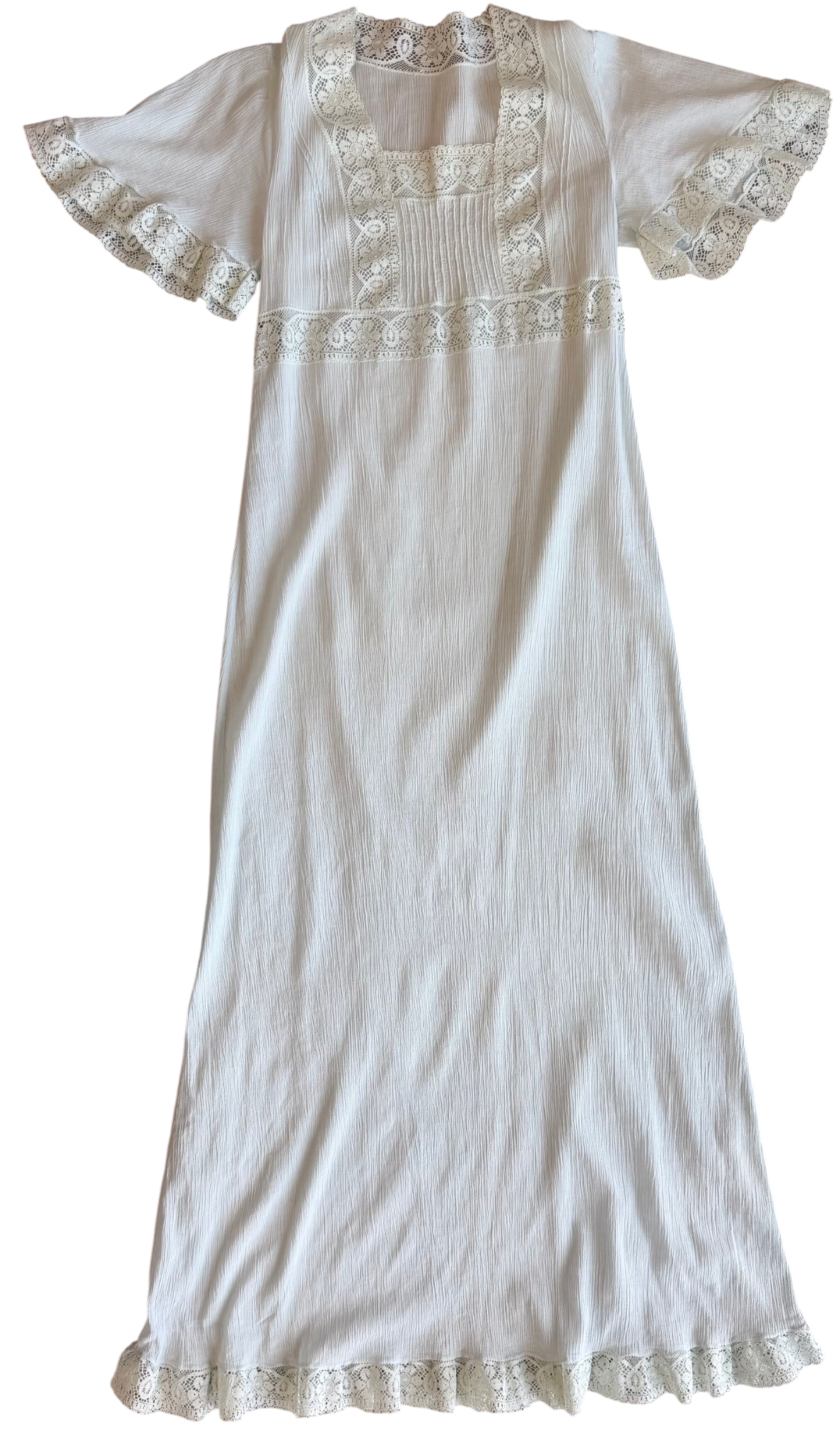 Vintage Ice Blue Lace Trim Nightgown Dress