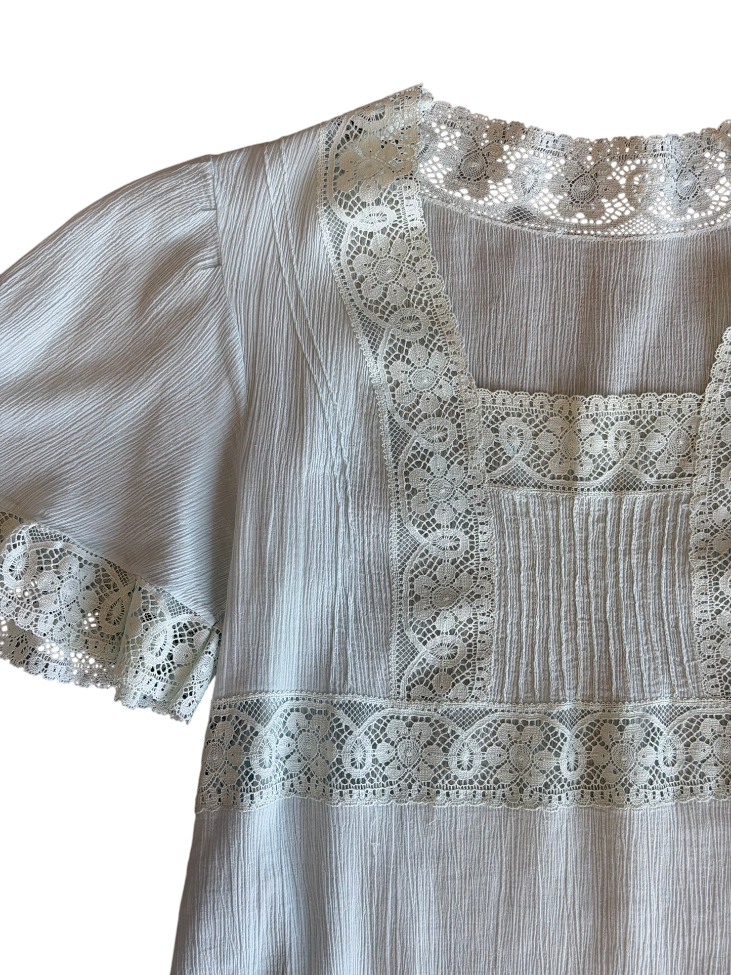 Vintage Ice Blue Lace Trim Nightgown Dress
