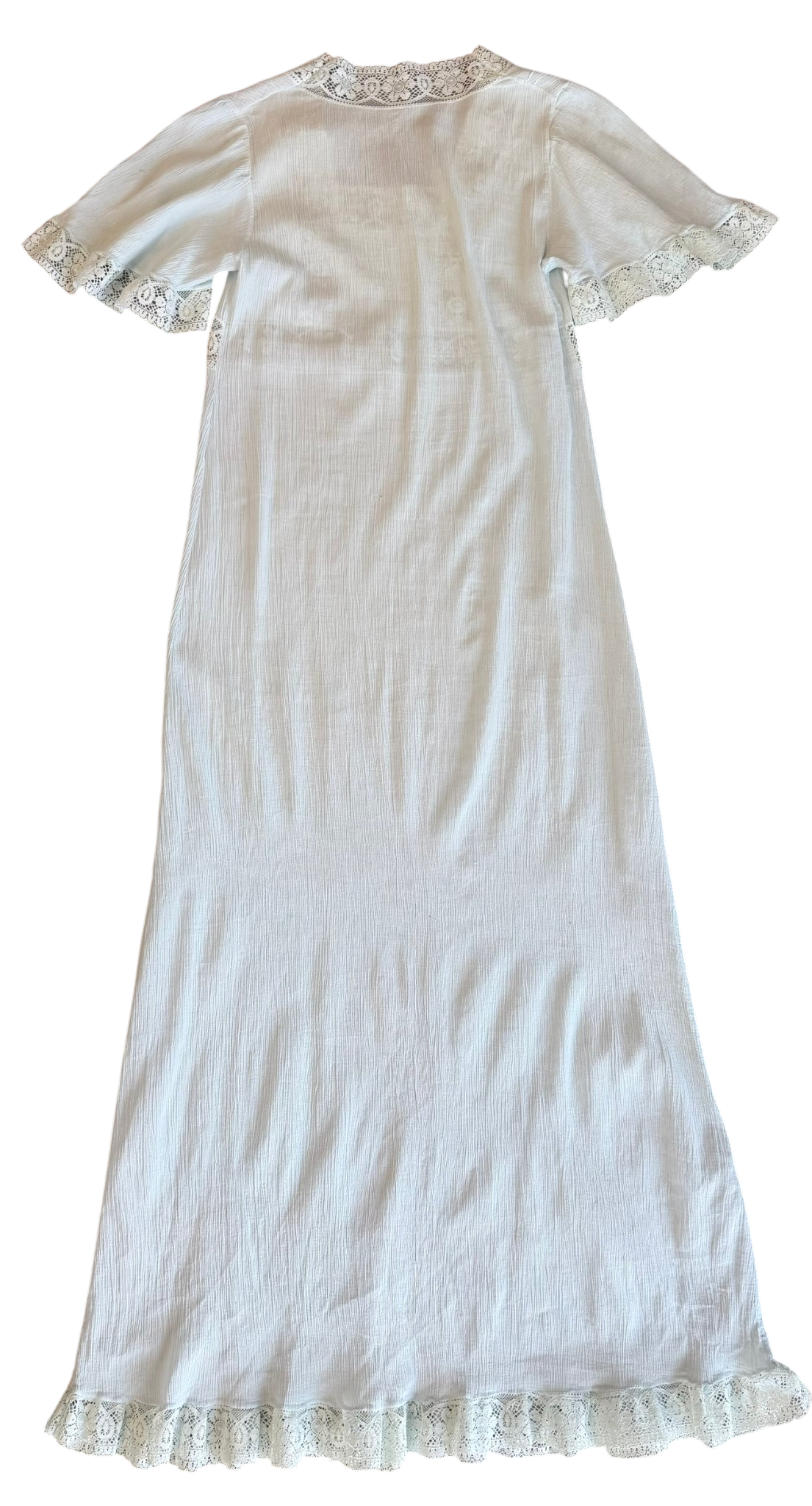 Vintage Ice Blue Lace Trim Nightgown Dress