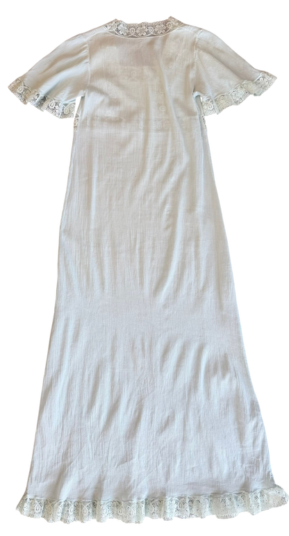 Vintage Ice Blue Lace Trim Nightgown Dress