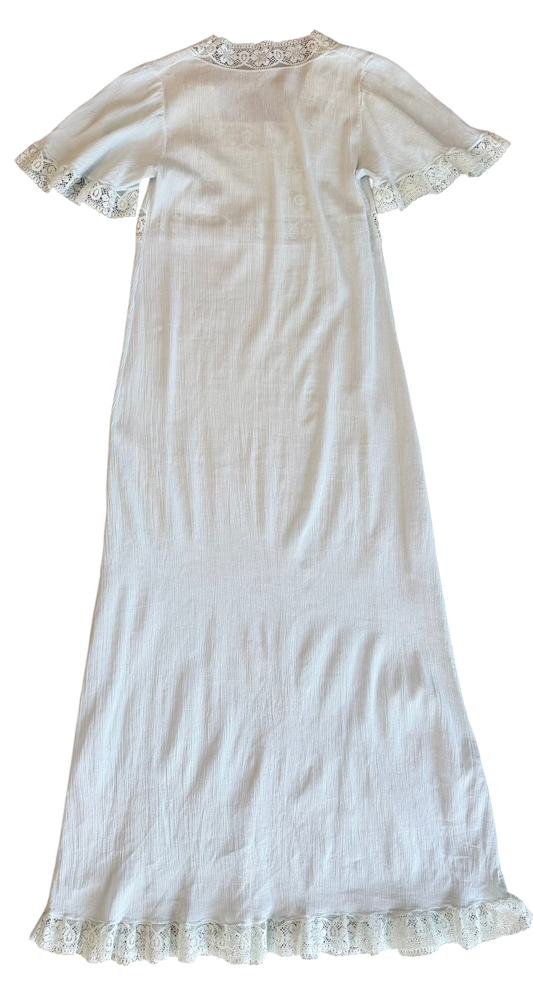 Vintage Ice Blue Lace Trim Nightgown Dress