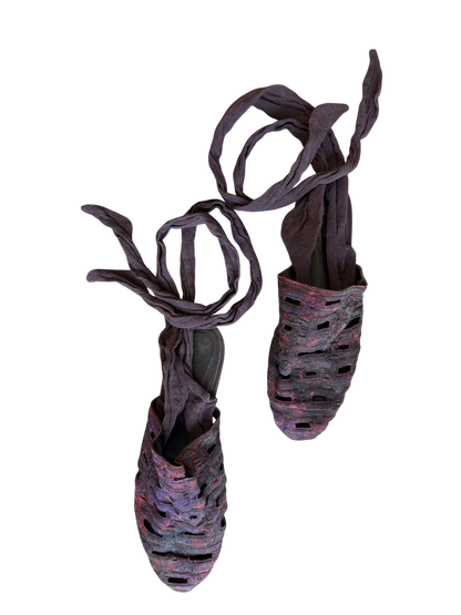 Romeo Gigli Purple Woven Wrap Sandals