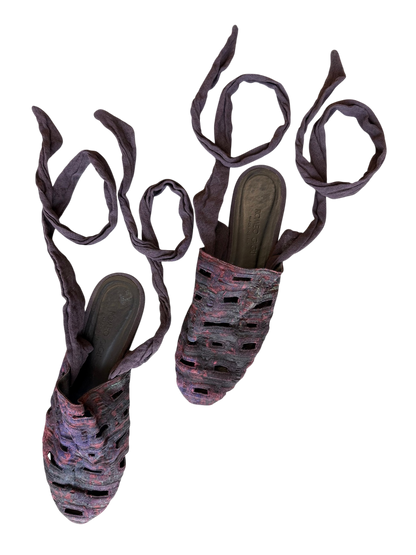 Romeo Gigli Purple Woven Wrap Sandals