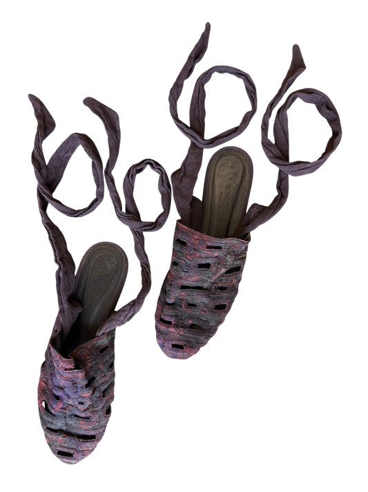 Romeo Gigli Purple Woven Wrap Sandals