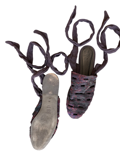 Romeo Gigli Purple Woven Wrap Sandals