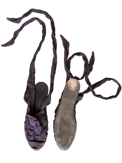 Romeo Gigli Purple Woven Wrap Sandals