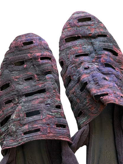 Romeo Gigli Purple Woven Wrap Sandals