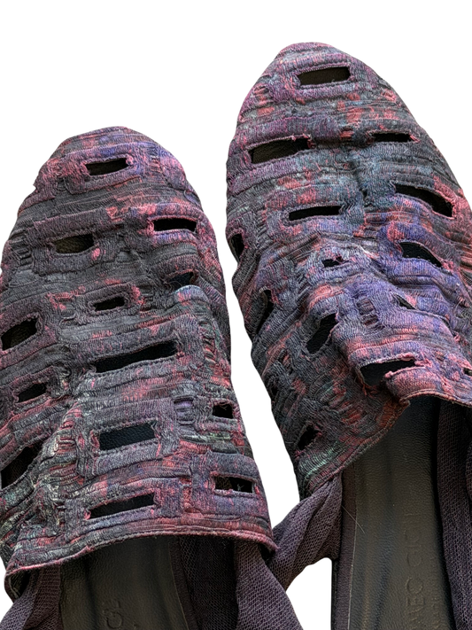 Romeo Gigli Purple Woven Wrap Sandals