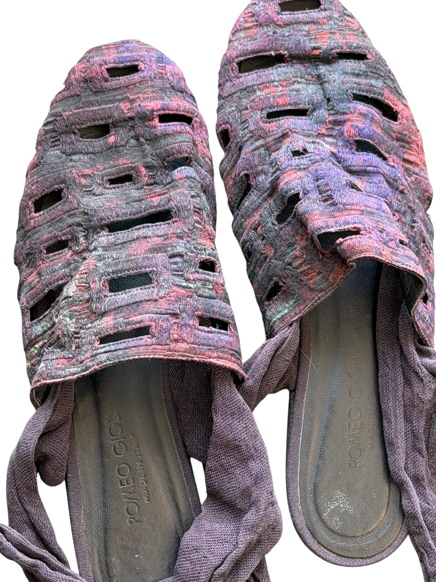 Romeo Gigli Purple Woven Wrap Sandals