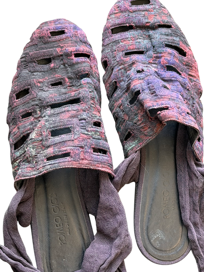 Romeo Gigli Purple Woven Wrap Sandals