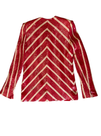 David Hayes Red Striped Sequin Jacket