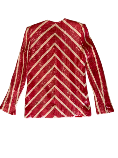 David Hayes Red Striped Sequin Jacket