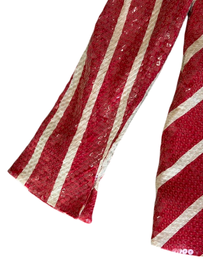 David Hayes Red Striped Sequin Jacket
