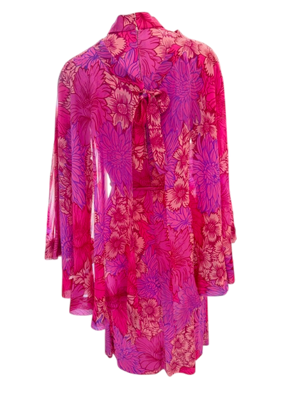 La Mendola Pink Silk Dress with Cape