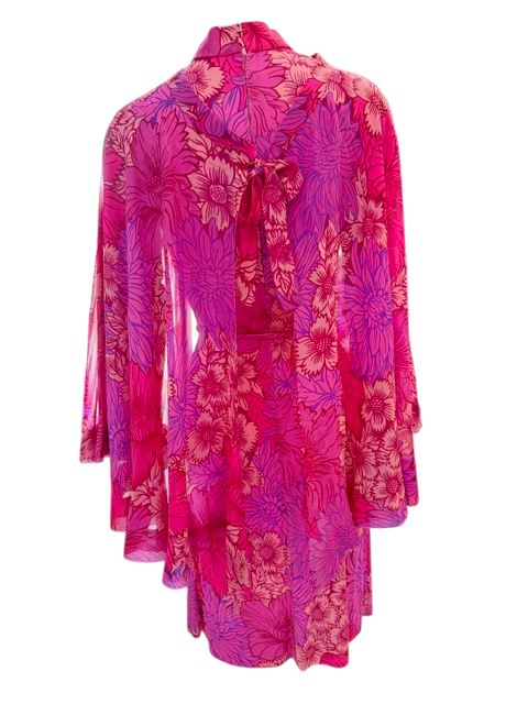 La Mendola Pink Silk Dress with Cape