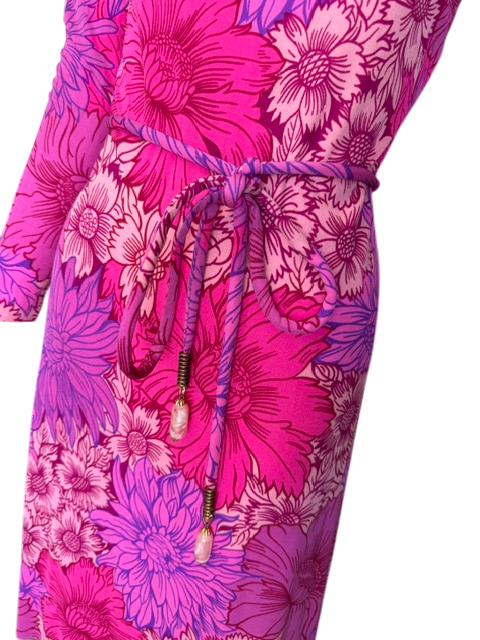 La Mendola Pink Silk Dress with Cape