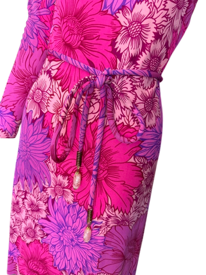 La Mendola Pink Silk Dress with Cape