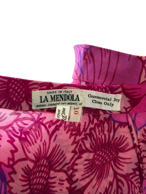 La Mendola Pink Silk Dress with Cape