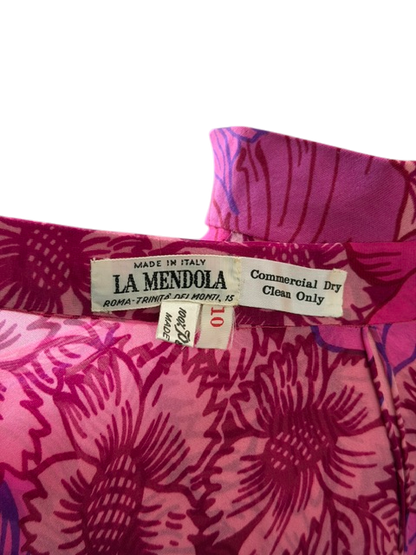 La Mendola Pink Silk Dress with Cape