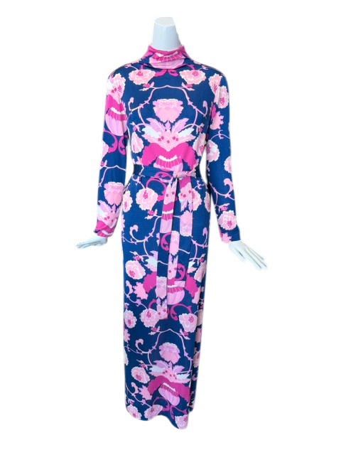 La Mendola Blue Silk Dress with Cape