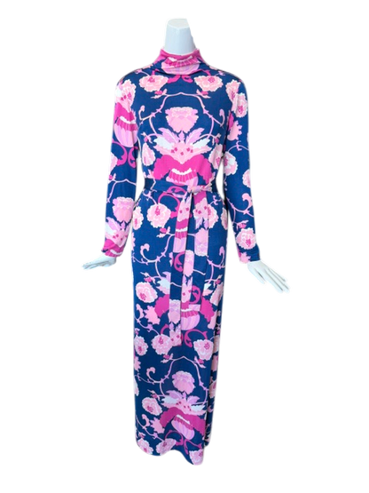 La Mendola Blue Silk Dress with Cape