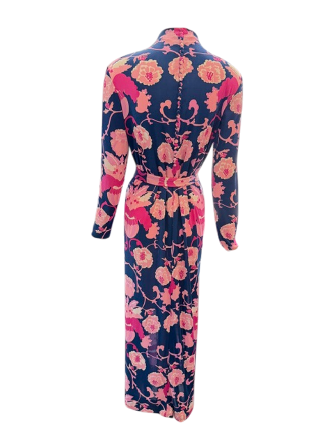 La Mendola Blue Silk Dress with Cape