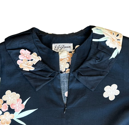 Vintage Floral Cotton Zip Dress