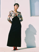 Load image into Gallery viewer, 1970&#39;s Does The 40&#39;s Maxi Dress With Contrasting Floral Print Bodice