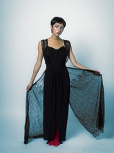 Load image into Gallery viewer, 1930/1940&#39;s Black Maxi Gown With Chantilly Lace Cape